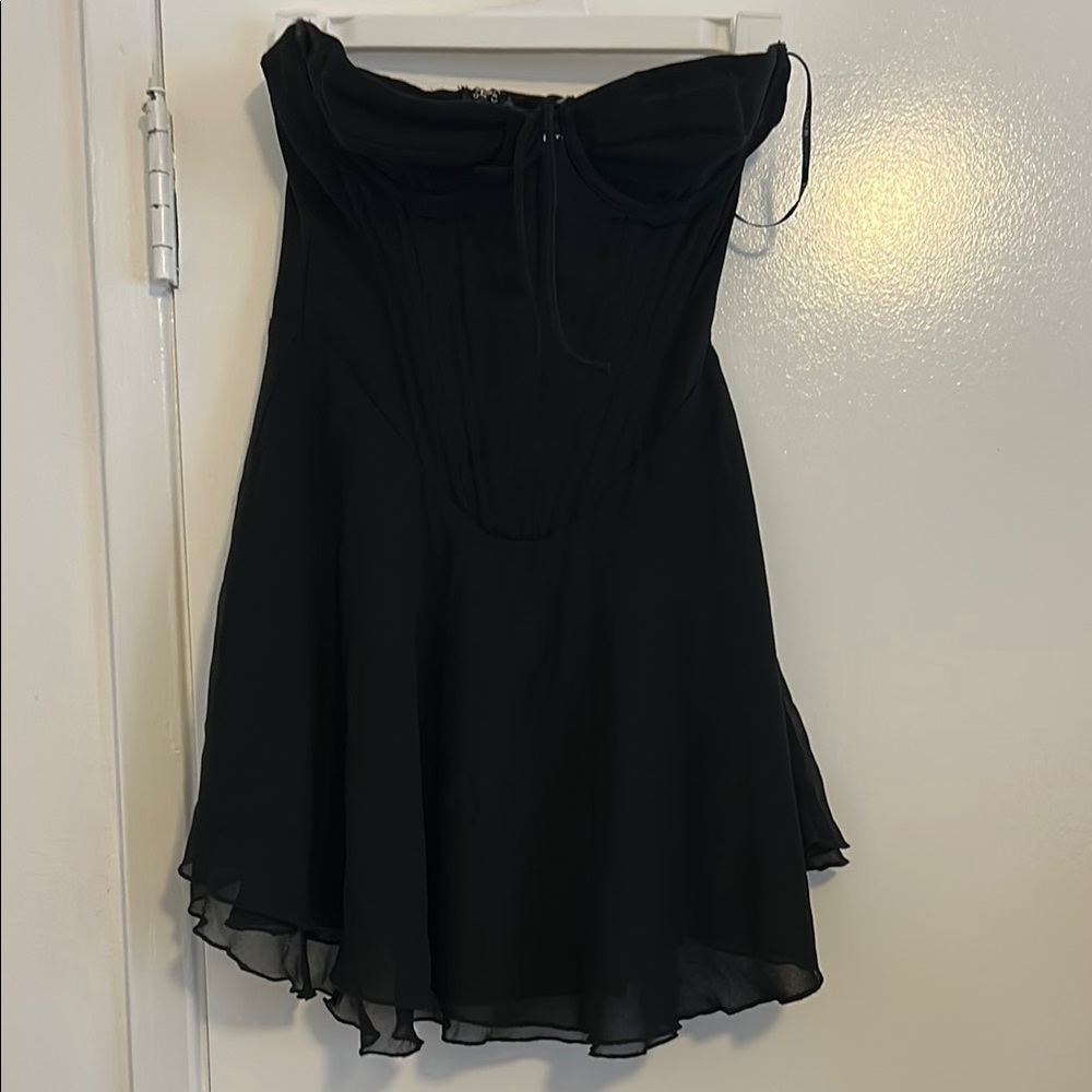White Fox Boutique Black Strapless Fit and Flare Dress